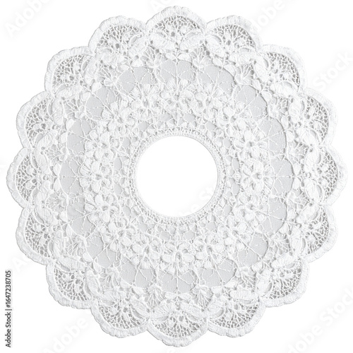 round lace doily with flower pattern isolated on white background