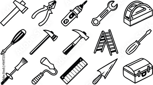 Essential DIY and repair tools collection for construction, renovation, and home improvement projects