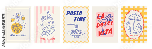 Hand drawn Mediterranean poster set