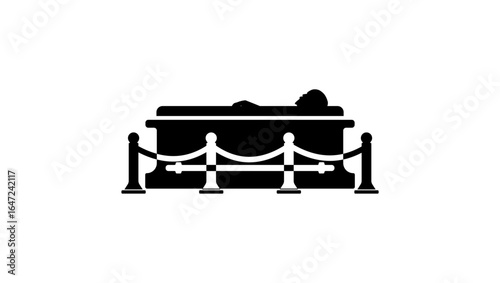 Foto lenin in mausoleum symbol, black isolated silhouette