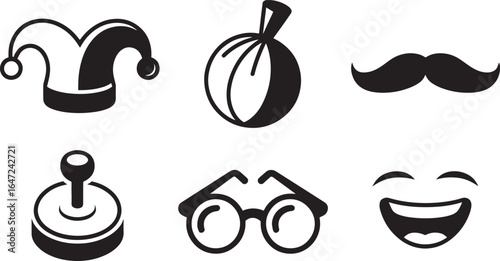 April Fools' Day Silhouettes Collection Fun Pranks and Jokes Icon Set on Transparent Background