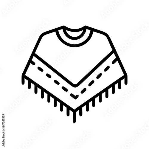Poncho spread out icon on transparent background in minimalist style  