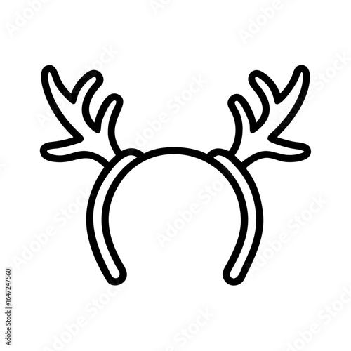 Reindeer antlers headband outline design on transparent background  