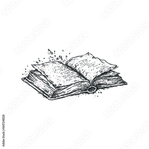 Sketch of an Open Book with Splattered Ink