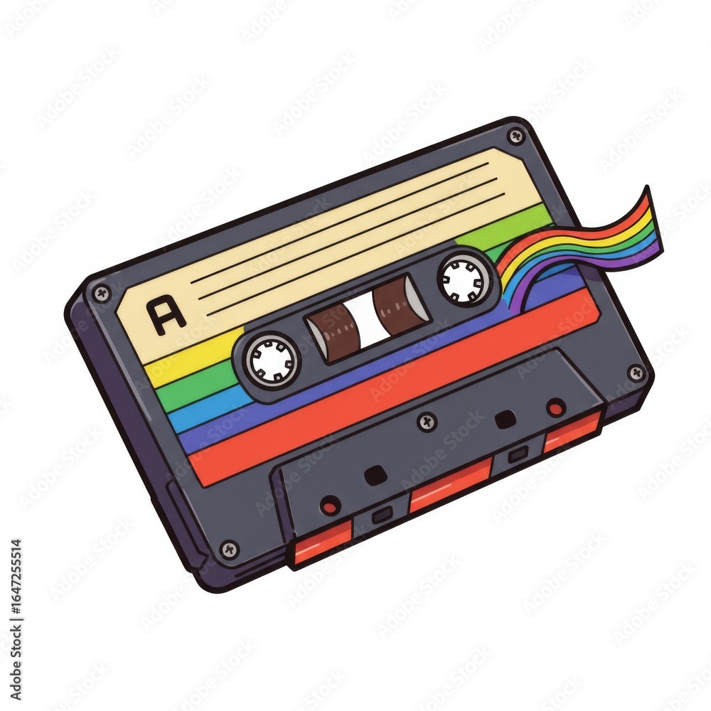Obraz premium Rainbow Cassette Tape Pixel Art Illustration
