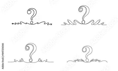 Question mark icon set with creative line art design isolated
