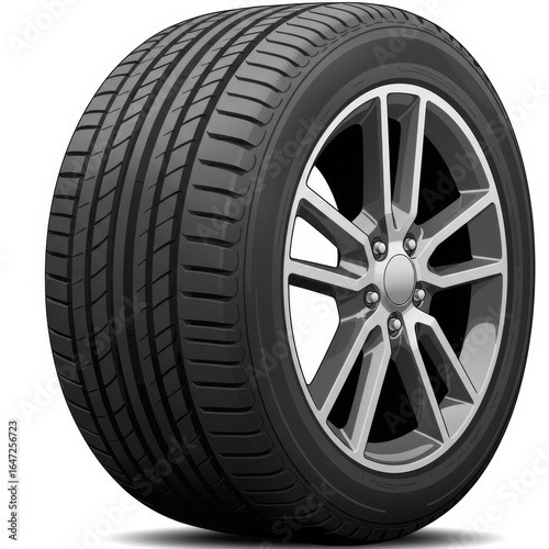 Black Tire with Silver Alloy Wheel