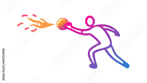 Illustration of a lacrosse player throwing the ball in action sports athletic competition game play
