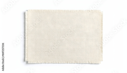 A clean, square swatch of natural linen fabric showcasing its beautiful raw texture, isolated on a white background for design projects.
