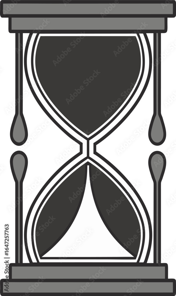 Fototapeta premium Hourglass with dark gray sand and gray frame time measurement