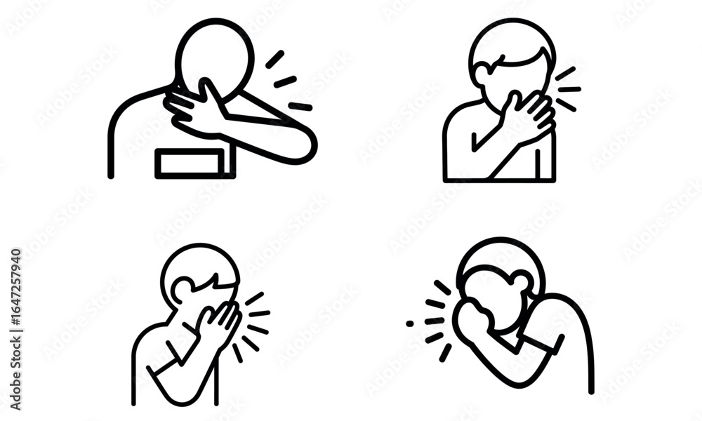 Fototapeta premium Person coughing icons for health and illness concepts