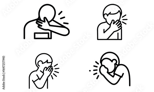 Person coughing icons for health and illness concepts