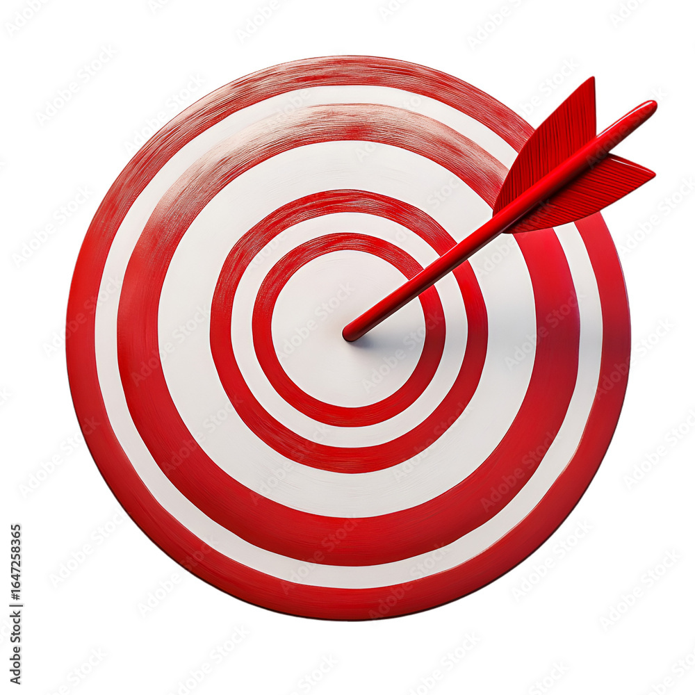 Arrow hitting bullseye, representing business success, goal achievement, and strategic planning for target market Arrow hitting bullseye, representing business success, goal achievement, and strategic planning for target market