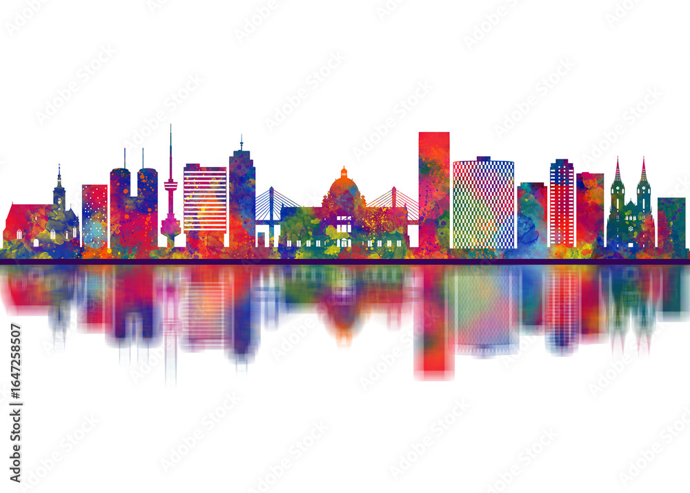 Obraz premium Zagreb Croatia Skyline. Cityscape Skyscraper Buildings Landscape City Downtown Abstract Landmarks Travel Art