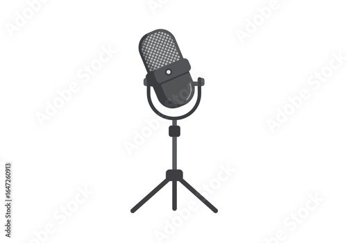 Classic Studio Microphone on Stand, Gray Color