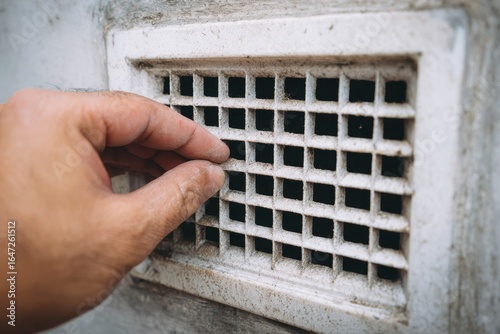 Wallpaper Mural Dirty Air Duct Clean. Close-up of Dusty Ventilation Grille Holding Harmful Dust Particles Torontodigital.ca