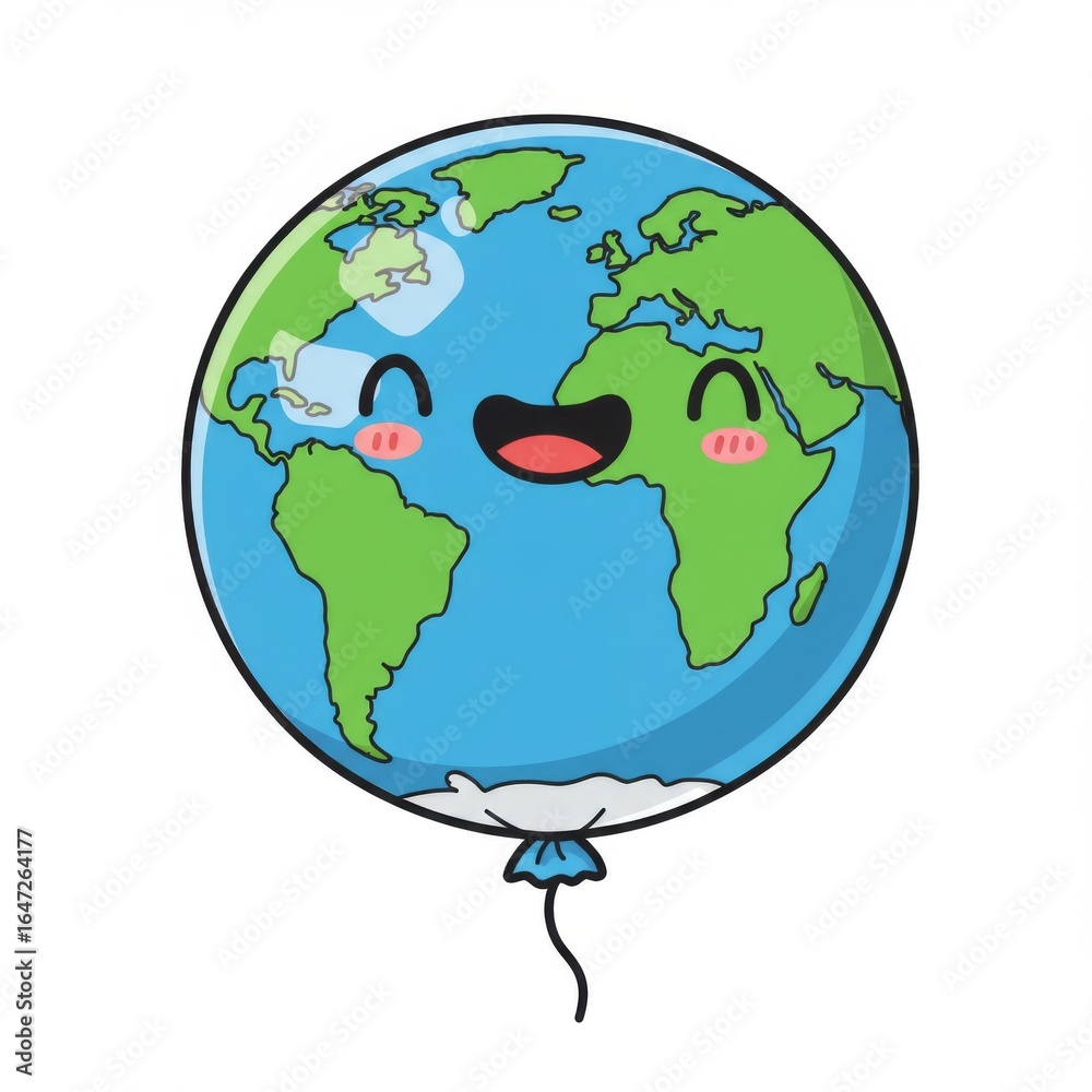 Obraz premium Happy Earth Balloon Illustration