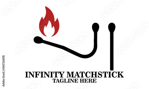 Infinity matchstick icon. Infinity matchstick vector illustration and infinity matchstick logo design