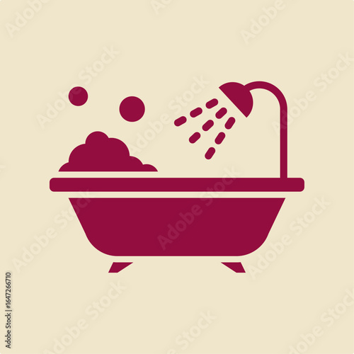 Bathtub red trendy useful vector Illustration design beautiful colorful background