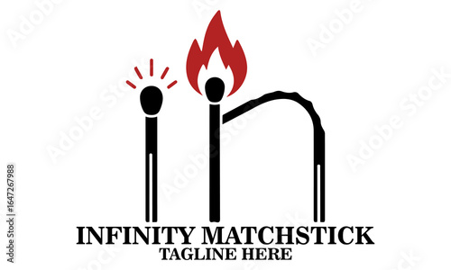 Infinity matchstick icon. Infinity matchstick vector illustration and infinity matchstick logo design
