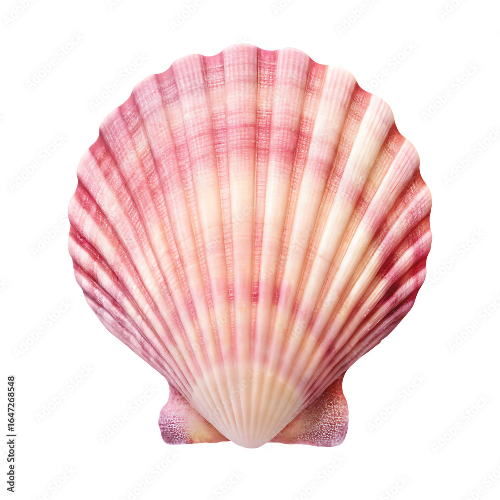 Fototapeta premium Pink and red scallop shell isolated on a transparent background