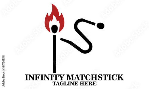 Infinity matchstick icon. Infinity matchstick vector illustration and infinity matchstick logo design