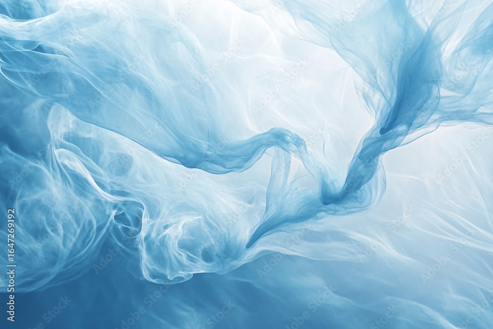 Fototapeta premium Abstract blue and white flowing wave texture with soft light and smooth motion effect