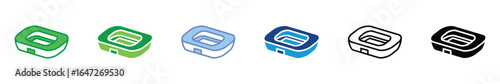 Stadium Icon Set – Sports Arena, Outdoor Venue, Athletic Field, and Event Facility Vector Illustration