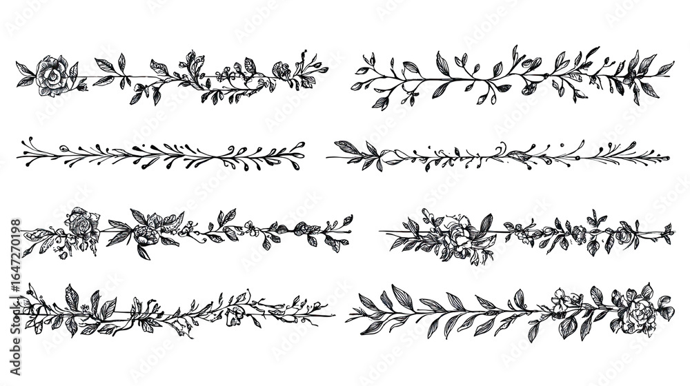 Obraz premium Collection of decorative elements and design motifs for creative projects isolated on white background 