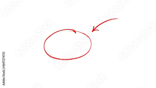 Hand-drawing stop motion oval frame circle animation, Hand-drawn red and black circle highlight with transparent background.