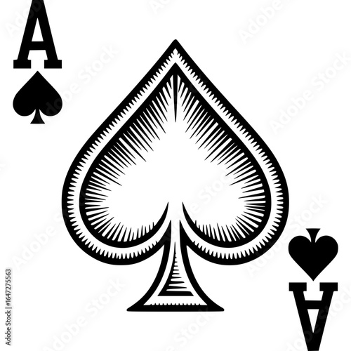 Ace of Spades: A starkly minimalist and stylish Ace of Spades card. This timeless graphic epitomizes classic card playing.