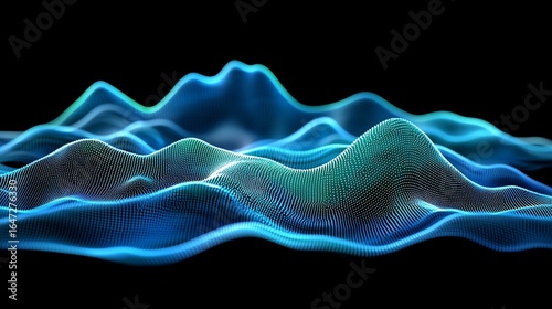 Abstract data visualization, dynamic wave patterns