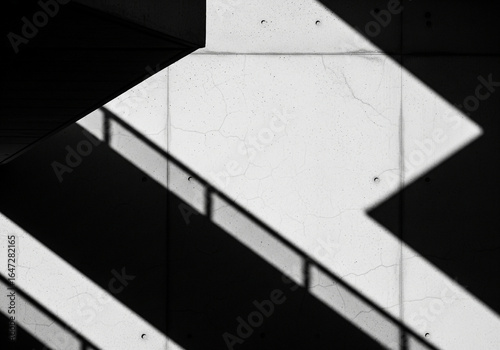 Geometric Shadows and Light Abstract Black and White Architectural Composition