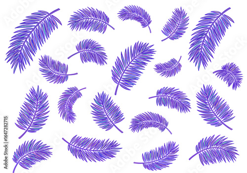 Pattern of stylized purple palm fronds on white background.
