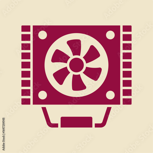 CPU Cooler red trendy useful vector Illustration design charming colorful background