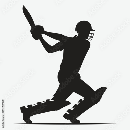 silhouette of a professional cricket player. cricketer icon