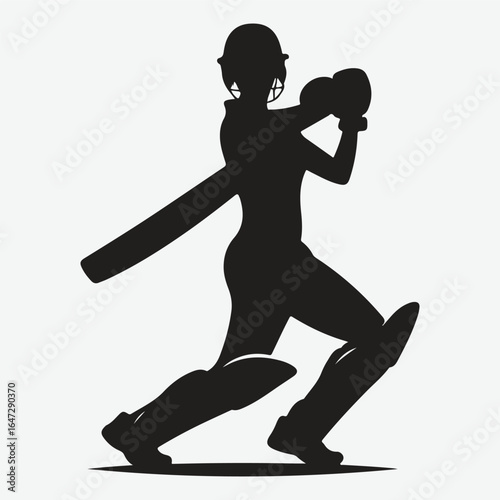 silhouette of a professional cricket player. cricketer icon
