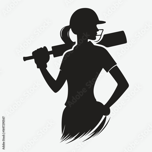 silhouette of a professional cricket player. cricketer icon