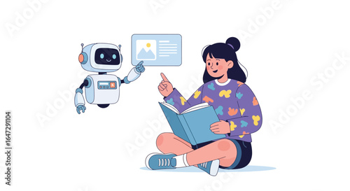 AI Learning and Interaction Illustration