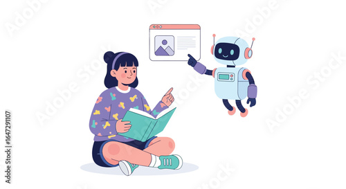 AI Learning and Interaction Illustration