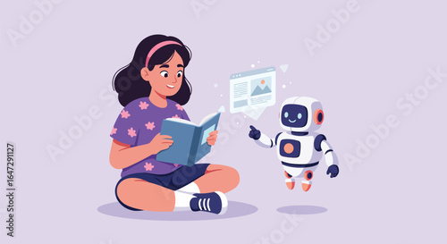 AI Learning and Interaction Illustration