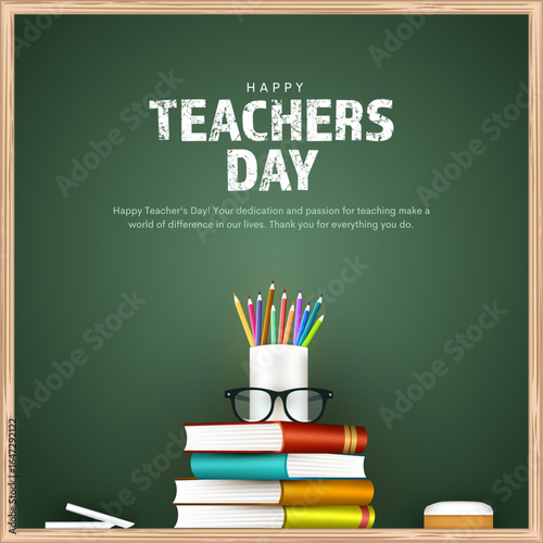 Happy teachers day creative background design. Vector illustration for education concept.