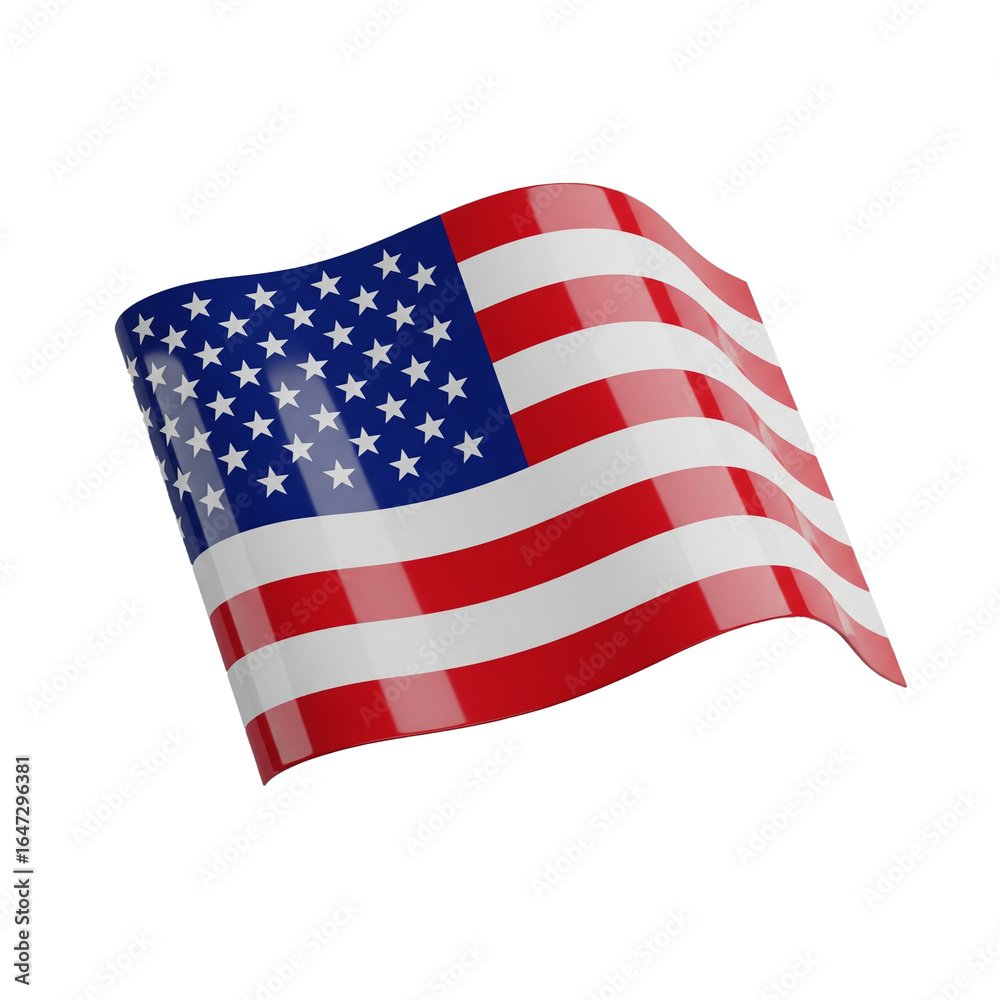 Fototapeta premium 3D Icon of United States National Flag with Stars and Stripes