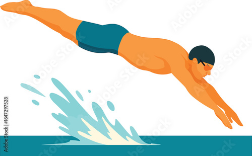 Swimmer diving into the pool Illustration