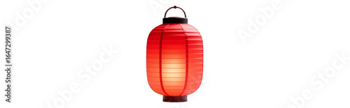 Red Paper Lantern Glow on Transparent Background, 3D Realism Design Element