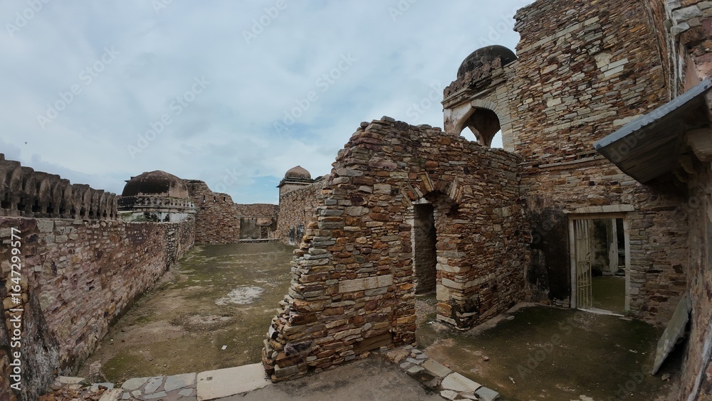 Fototapeta premium Historic Architecture of Ratan Singh Palace within Chittorgarh Fort Complex Rajasthan India