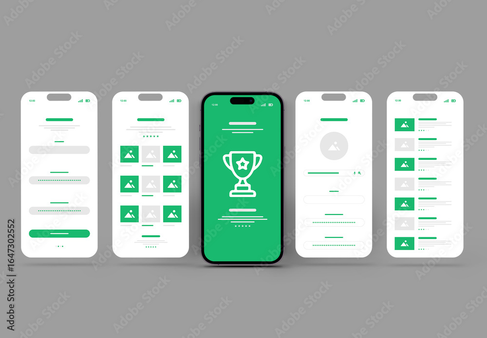 Mobile App Wireframe UI UX Design Template Stock Template | Adobe Stock