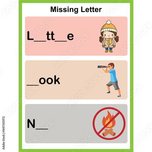 Missing letter activity worksheet for kids page 11