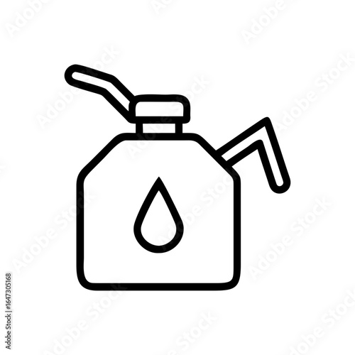 Simple outline of an oil can, symbolizing lubrication or maintenance.
