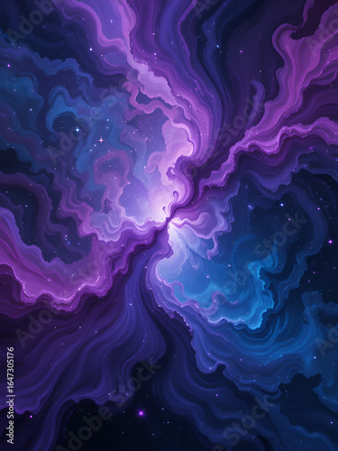 Abstract swirling cosmic nebula vibrant purple and blue hues